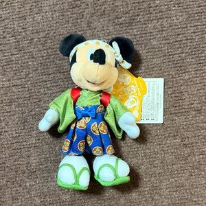 Tokyo Disney 2013 New Years Mickey Mouse Plush in Green and Blue Kimono